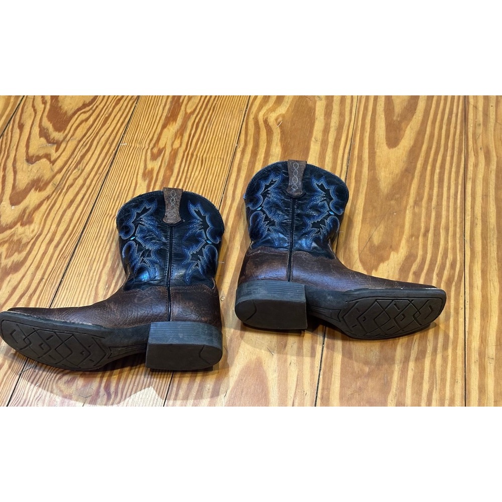 Boys Ariat Tombstone Western Cowboy Boots Sz 4.5 Leather Upper Brown